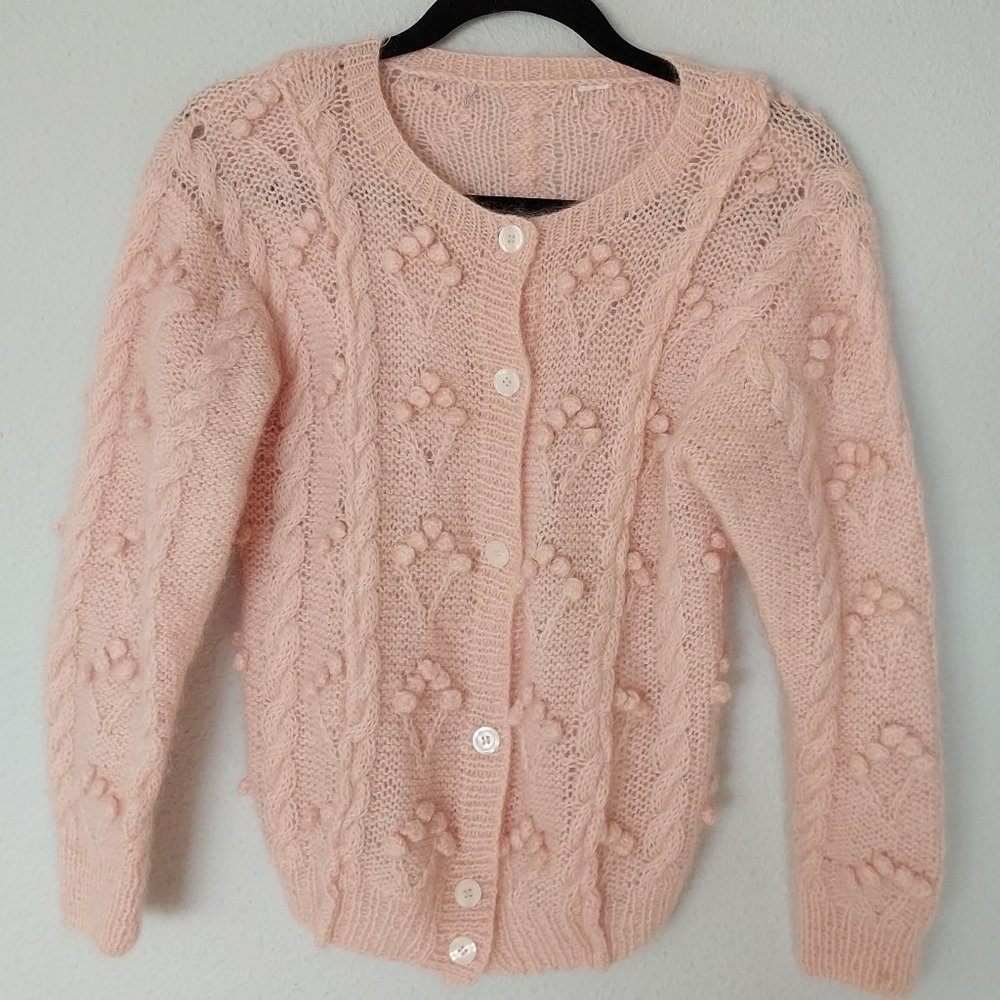 Liz Claiborne Light Blush Knit Bobble Cardigan